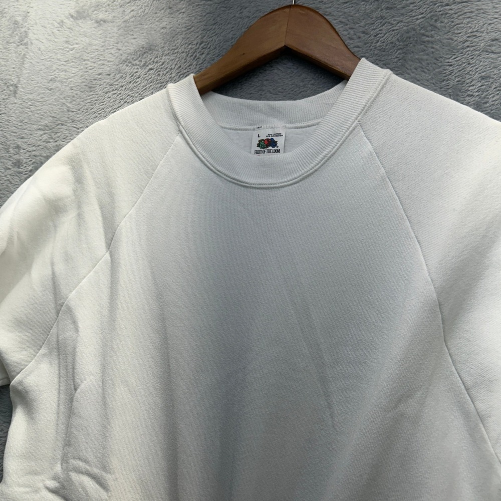 Vintage Fruit of the Loom Sweatshirt White Blank Crewneck USA Made Mens Large - Picture 9 of 9